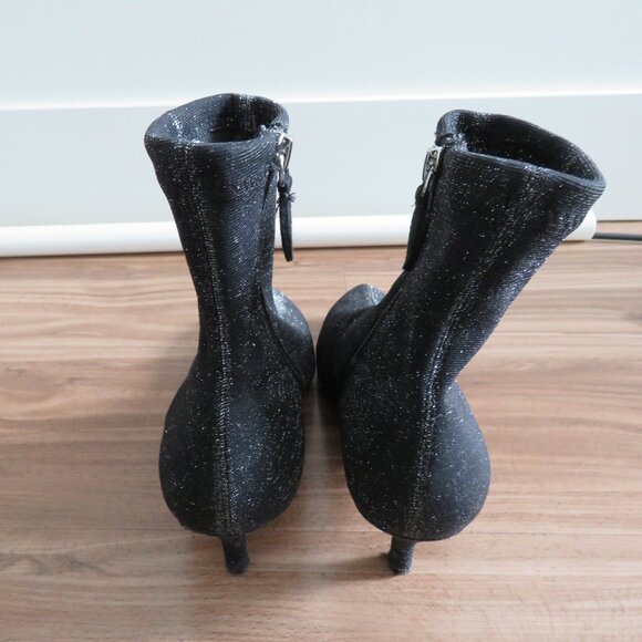REBECCA MINKOFF Sayres Glitter Kitten Heel Sock Booties in Black - Size US 8 - Picture 7 of 13
